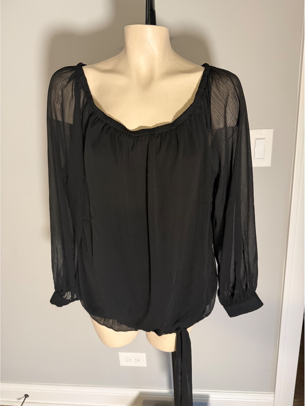 Vince Camuto Black Sheer Long Sleeve Blouse XL